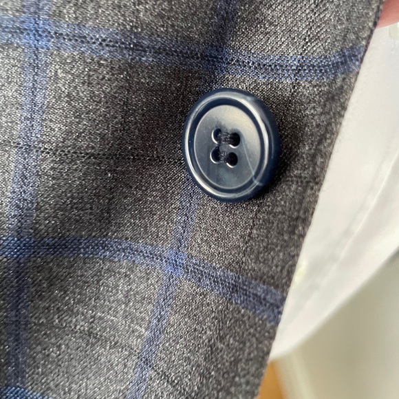 Taylor Byrd Sport Coat Charcoal And Blue Windowpane 46L New With Tags - Picture 5 of 12